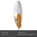 Designer LED wall light with metal tile and gold tube