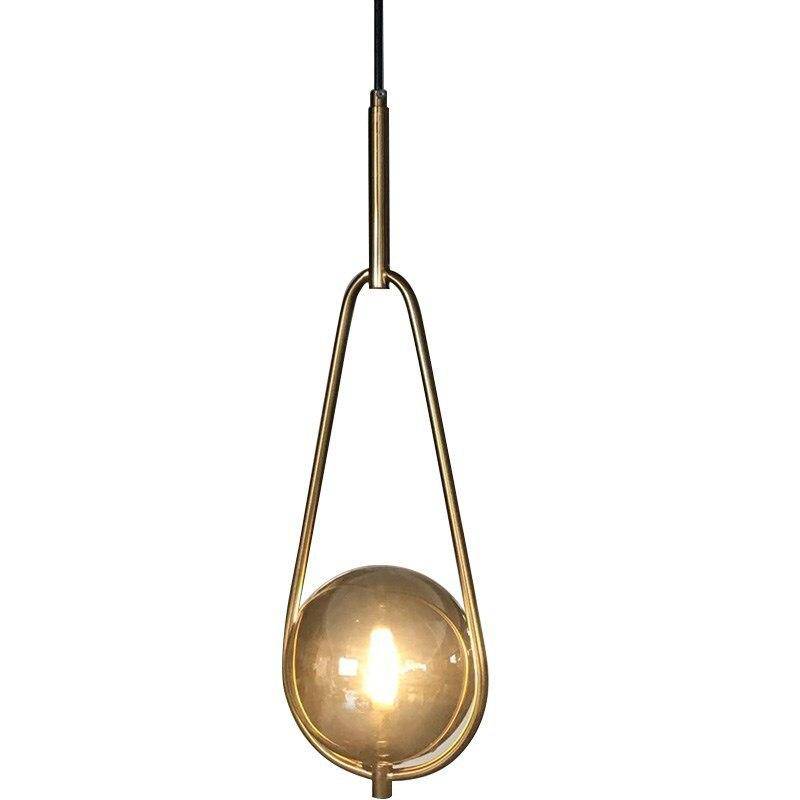 Designer LED pendant light with glass and metal sphere loft - vue 5 sur 7