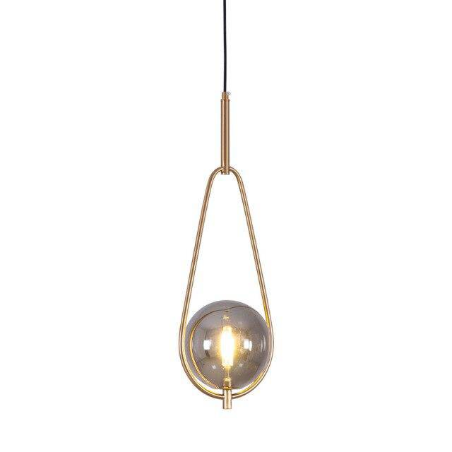 Designer LED pendant light with glass and metal sphere loft - vue 7 sur 7