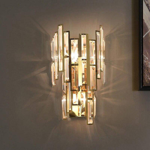 Design LED wall light in golden crystal glass - vue 2 sur 4