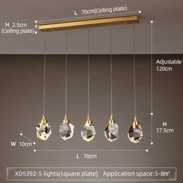 Modern LED chandelier with Tyana crystal teardrop - vue 5 sur 5