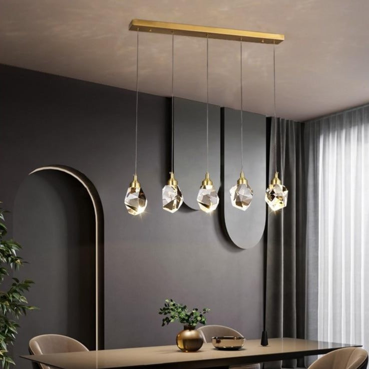 Modern LED chandelier with Tyana crystal teardrop - vue 3 sur 5