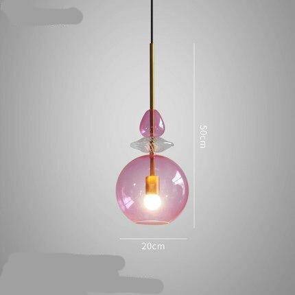 Designer LED pendant light with colored glass shade in brushed Coffee style - vue 8 sur 11