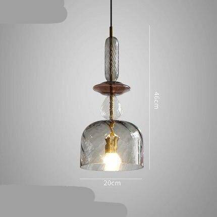 Designer LED pendant light with colored glass shade in brushed Coffee style - vue 12 sur 11