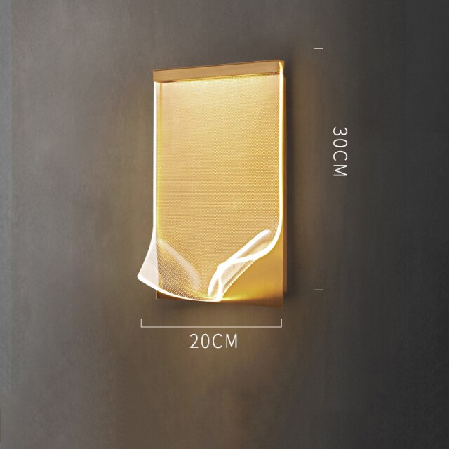 Rectangular gold metal designer wall light Larry - vue 7 sur 8