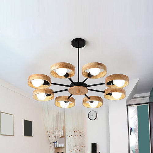 Scandinavian LED pendant light with Rauwl wooden lamps - vue 3 sur 12