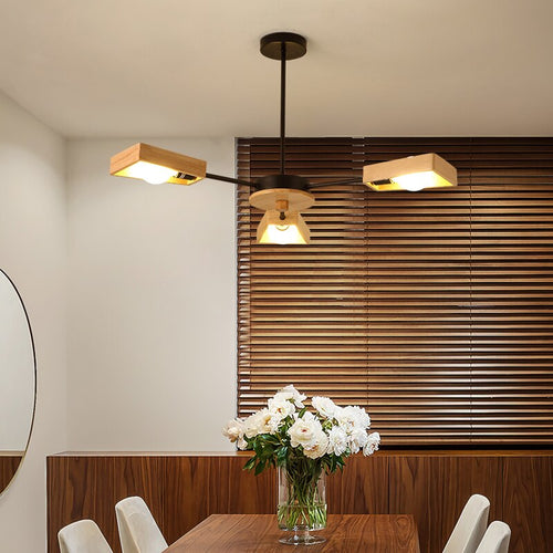 Scandinavian LED pendant light with Rauwl wooden lamps - vue 4 sur 12