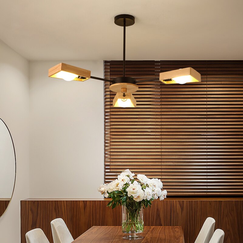 Scandinavian LED pendant light with Rauwl wooden lamps - vue 3 sur 12