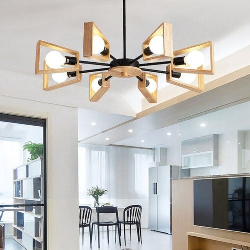 Scandinavian LED pendant light with Rauwl wooden lamps - vue 5 sur 12