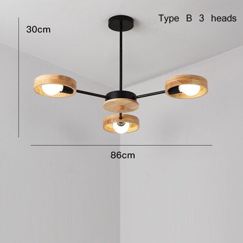 Scandinavian LED pendant light with Rauwl wooden lamps - vue 9 sur 12