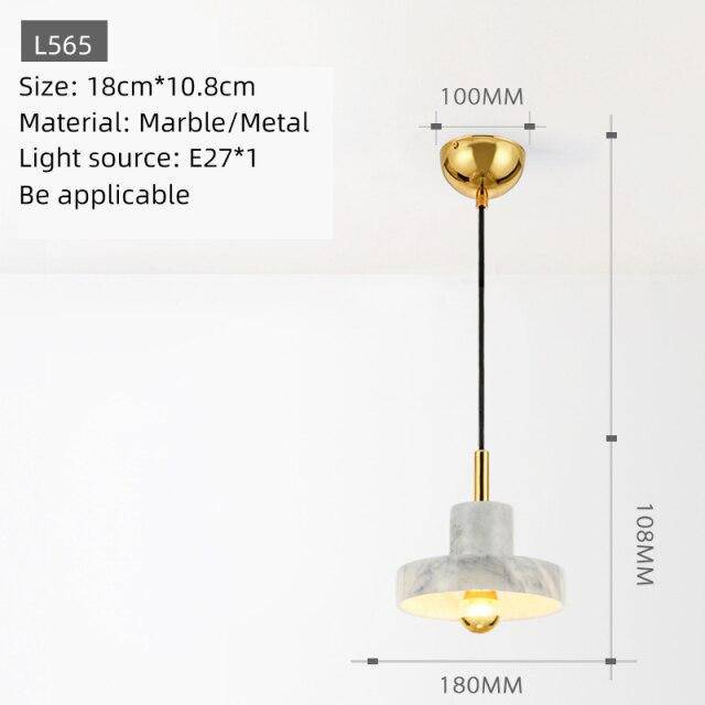 White marble LED pendant light with designer shade