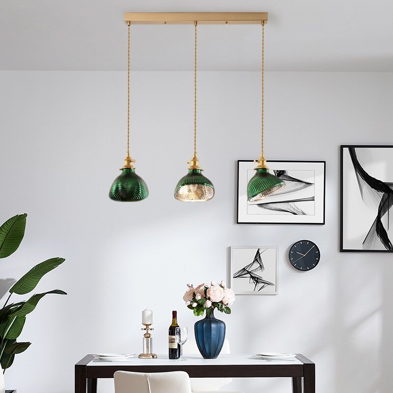 Green and gold dual-shape LED pendant light Dena