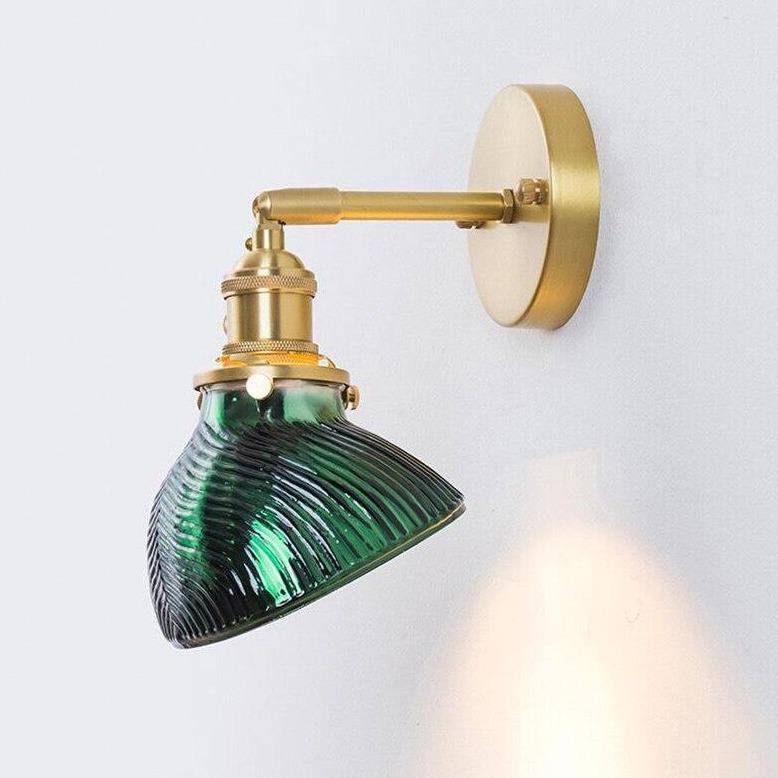 Retro LED wall light with green shade Dena - vue 5 sur 5