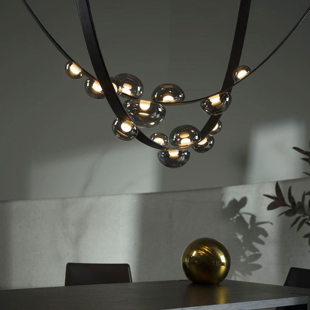 Luna designer glass and metal chandelier