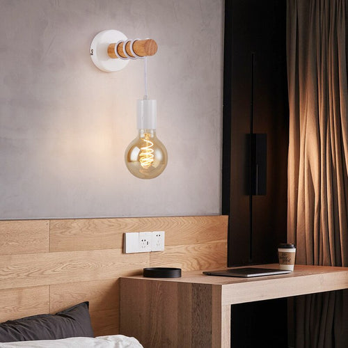 Deliah modern wired wooden wall light - vue 6 sur 8
