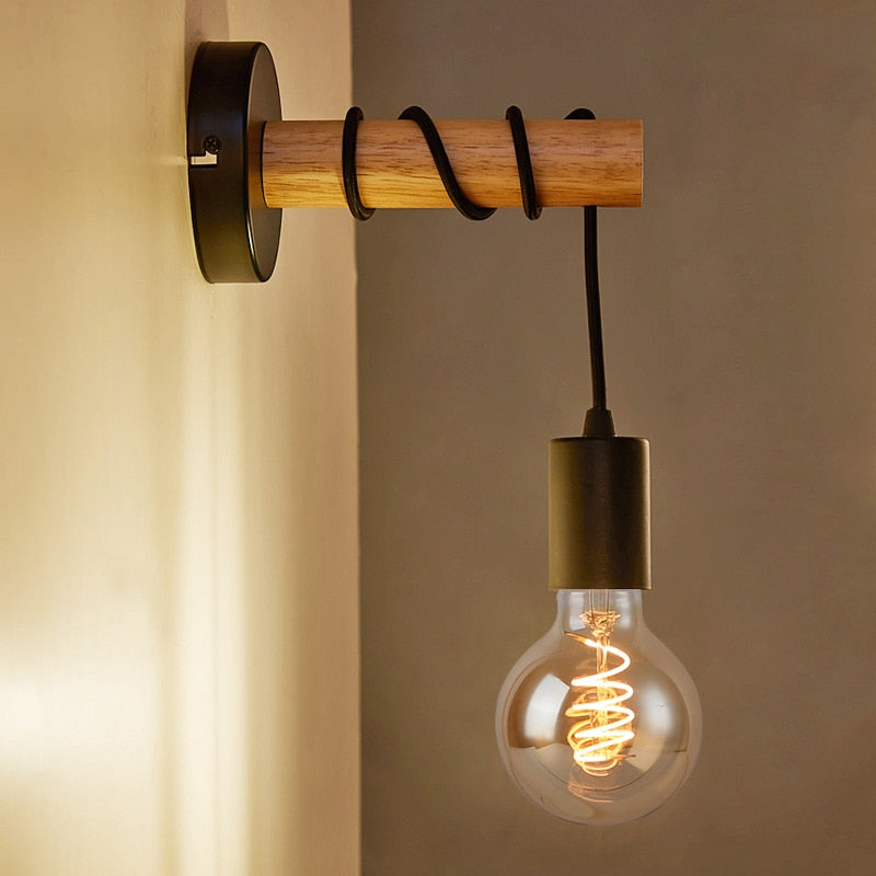 Deliah modern wired wooden wall light - vue 7 sur 8
