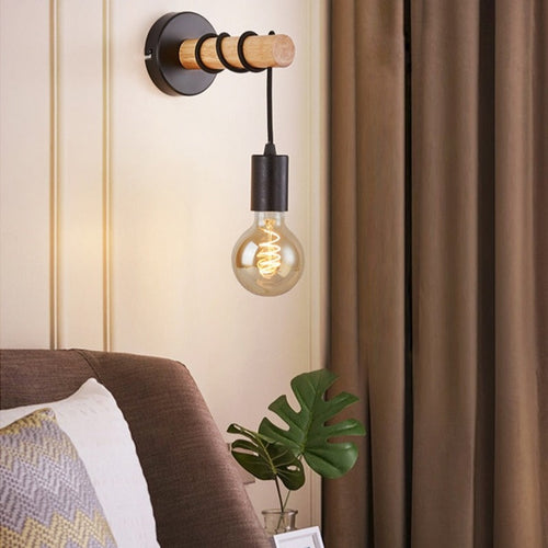 Deliah modern wired wooden wall light - vue 5 sur 8