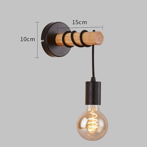 Deliah modern wired wooden wall light - vue 9 sur 8