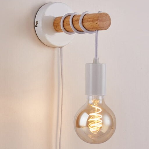 Deliah modern wired wooden wall light - vue 3 sur 8