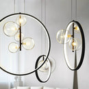 Modern LED pendant light with ring and Cala glass bubbles