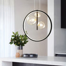 Modern LED pendant light with ring and Cala glass bubbles