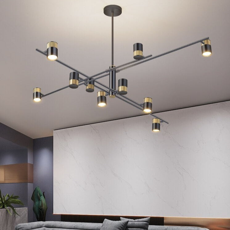 Designer LED chandelier with metal bar and adjustable spotlights caeli - vue 2 sur 11