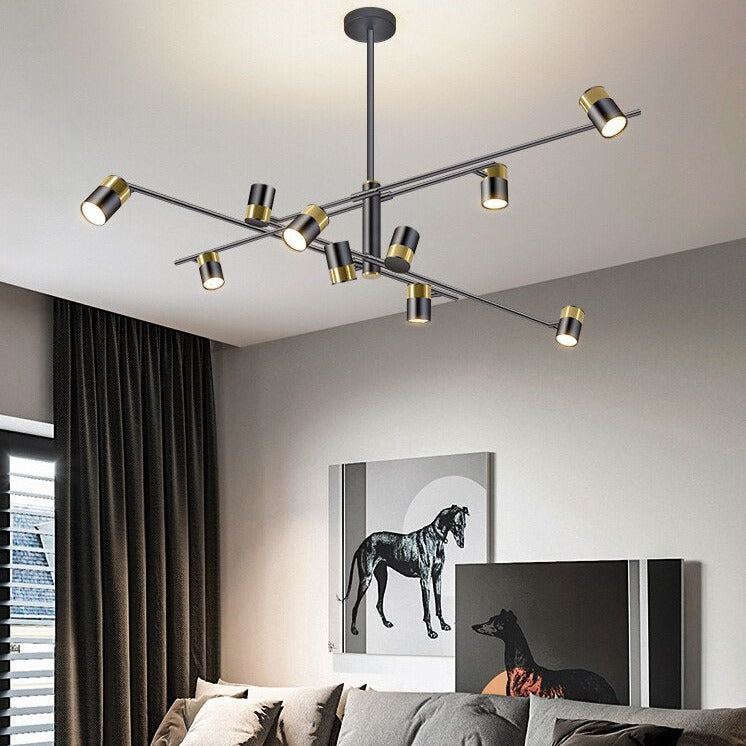 Designer LED chandelier with metal bar and adjustable spotlights caeli - vue 6 sur 11