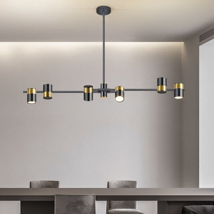 Designer LED chandelier with metal bar and adjustable spotlights caeli - vue 5 sur 11