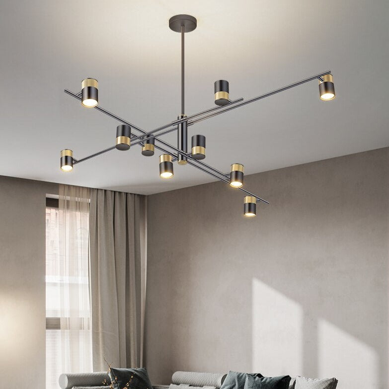 Designer LED chandelier with metal bar and adjustable spotlights caeli - vue 8 sur 11