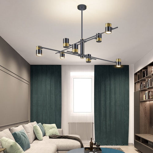 Designer LED chandelier with metal bar and adjustable spotlights caeli - vue 7 sur 11