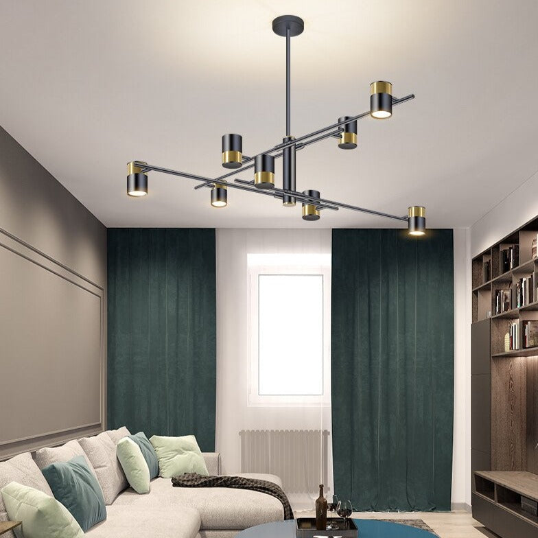 Designer LED chandelier with metal bar and adjustable spotlights caeli - vue 7 sur 11