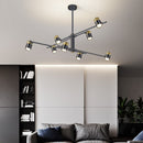 Designer LED chandelier with metal bar and adjustable spotlights caeli