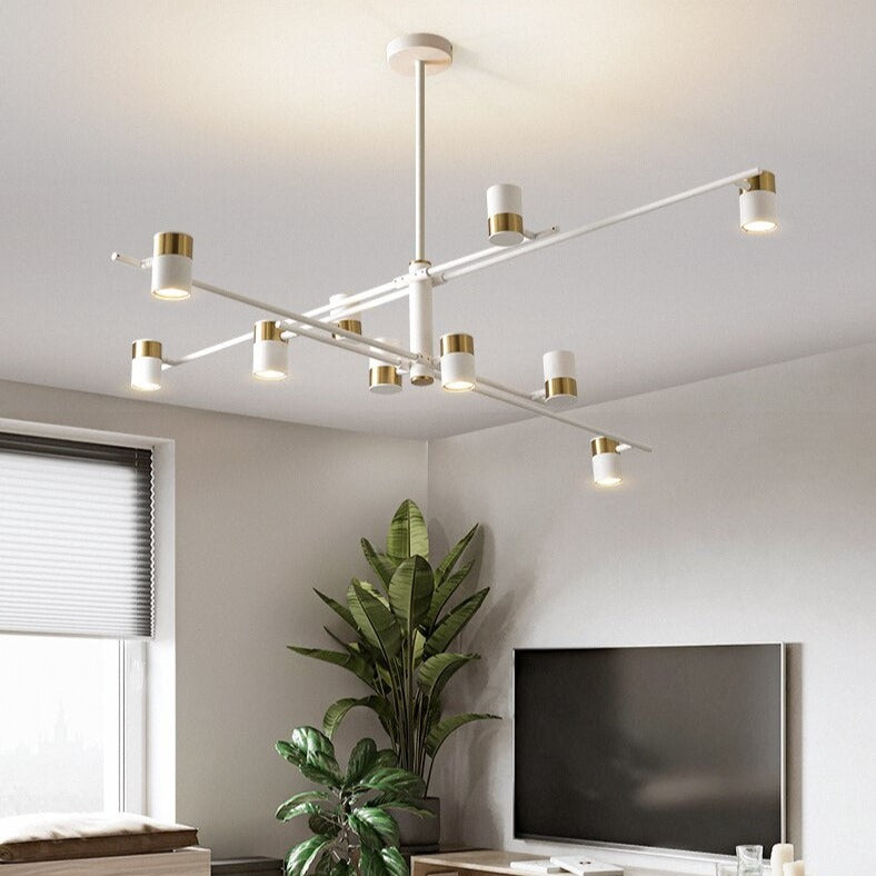 Designer LED chandelier with metal bar and adjustable spotlights caeli - vue 4 sur 11