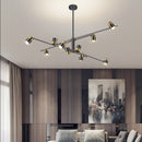 Designer LED chandelier with metal bar and adjustable spotlights caeli