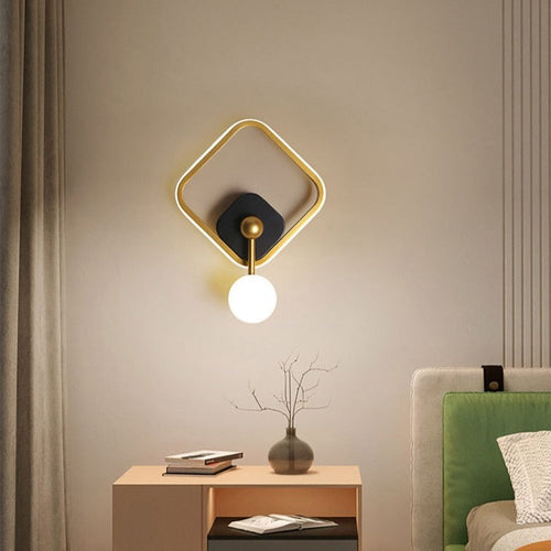 Geometric design wall light with hanging globe Oryna - vue 4 sur 9