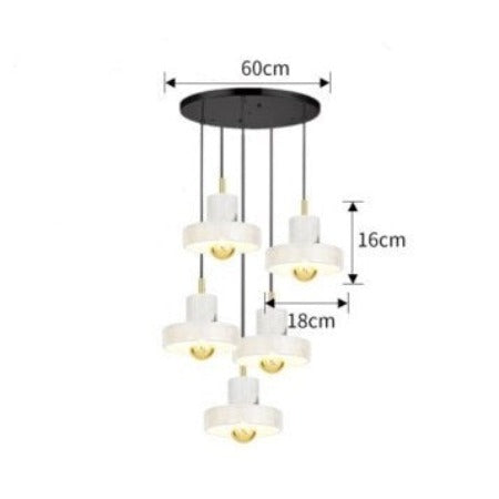 Luxia designer LED chandelier with white marble shade