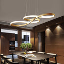 Modern chandelier with two metallic infinity symbols kemena