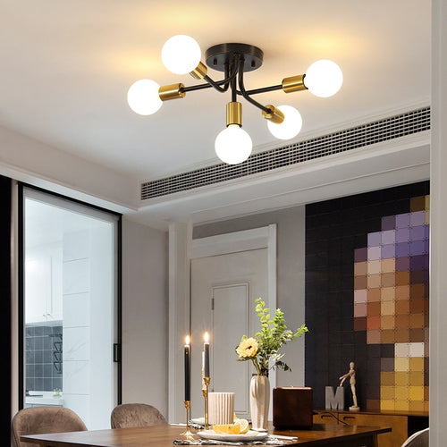 Industrial knotted metal ceiling light with 5 bulbs nido - vue 3 sur 5