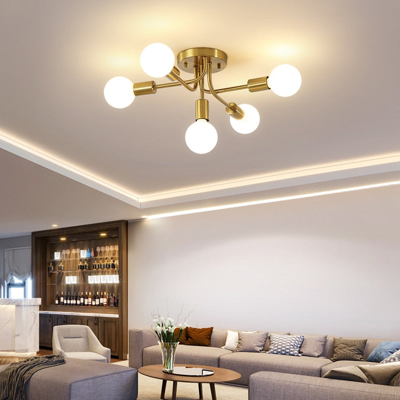 Industrial knotted metal ceiling light with 5 bulbs nido - vue 3 sur 5