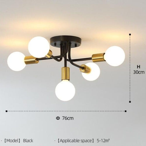 Industrial knotted metal ceiling light with 5 bulbs nido - vue 6 sur 5