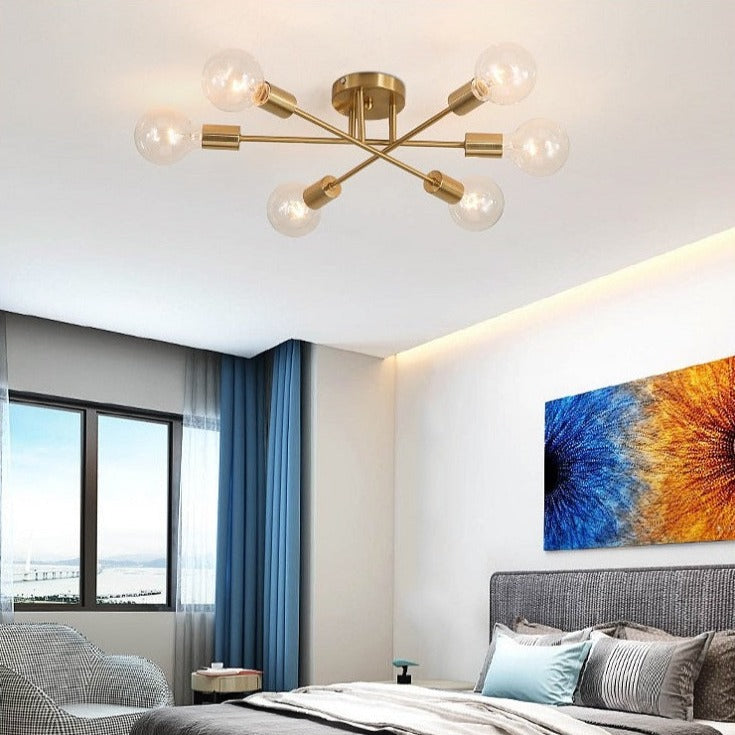 Modern LED ceiling light with 6 interlinked metal lamps eugie - vue 4 sur 9