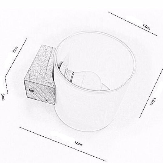 Wood and glass LED wall light room - vue 5 sur 5