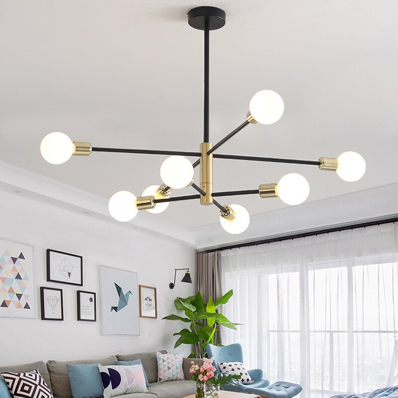 Modern black and gold metal chandelier constellation Aries style