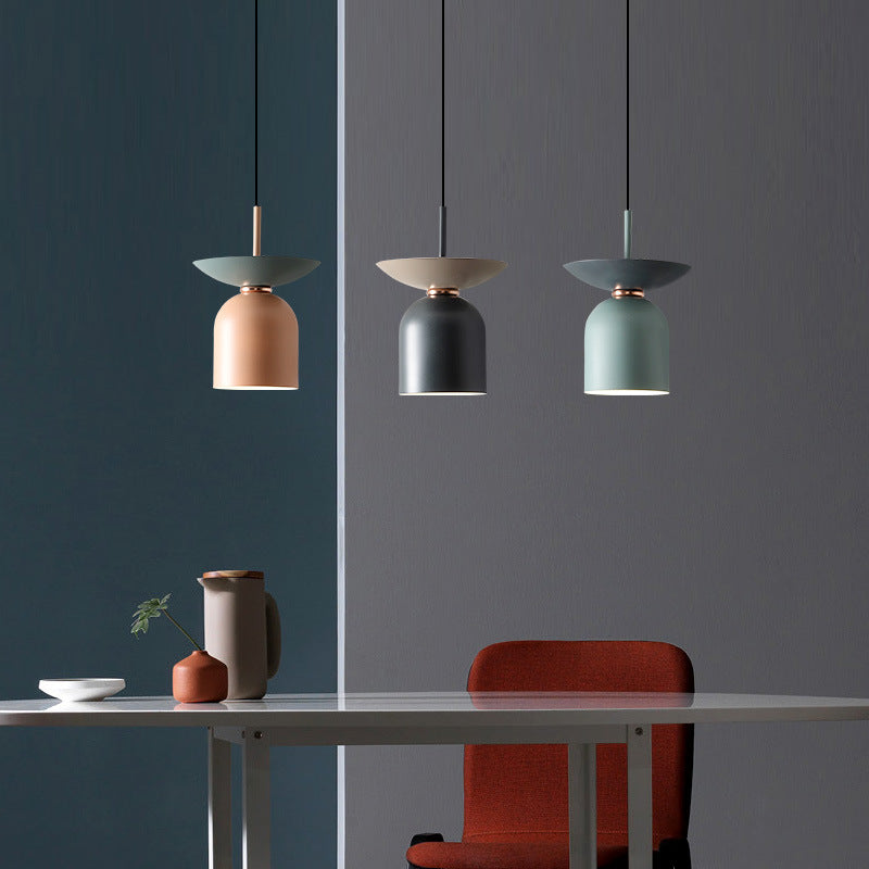 Industrial pendant light with dome-shaped shade Soren