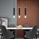 Suspension design LED cylindrique en métal et en verre Luisa