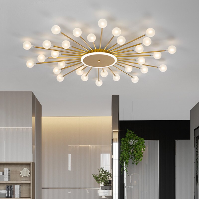 Modern LED sun-shaped ceiling light with Janira beads - vue 3 sur 16