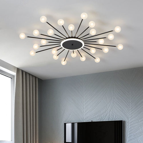 Modern LED sun-shaped ceiling light with Janira beads - vue 5 sur 16