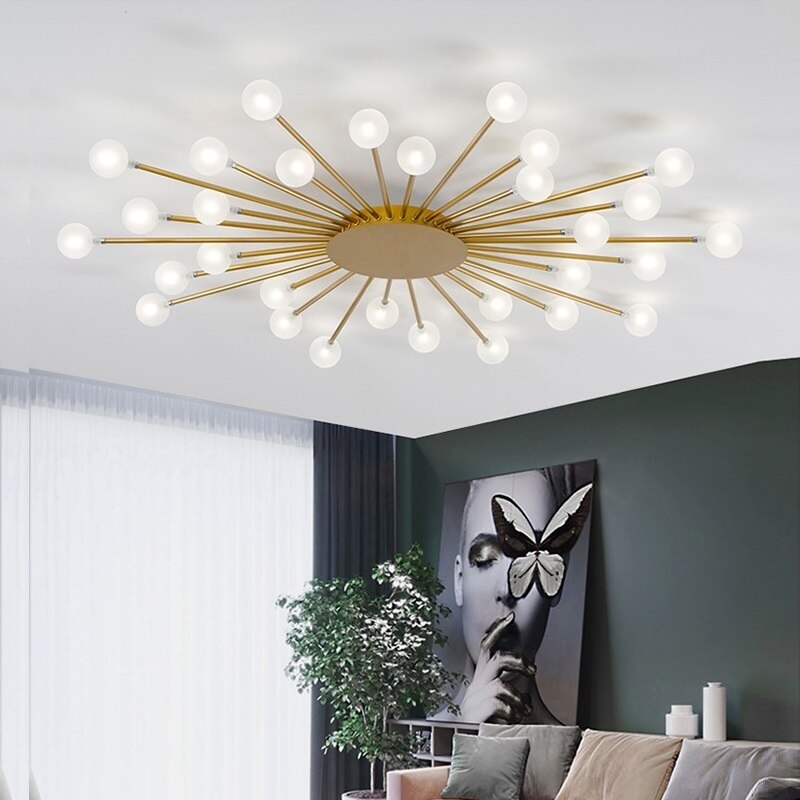 Modern LED sun-shaped ceiling light with Janira beads