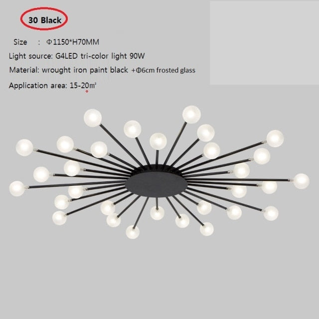 Modern LED sun-shaped ceiling light with Janira beads - vue 13 sur 16