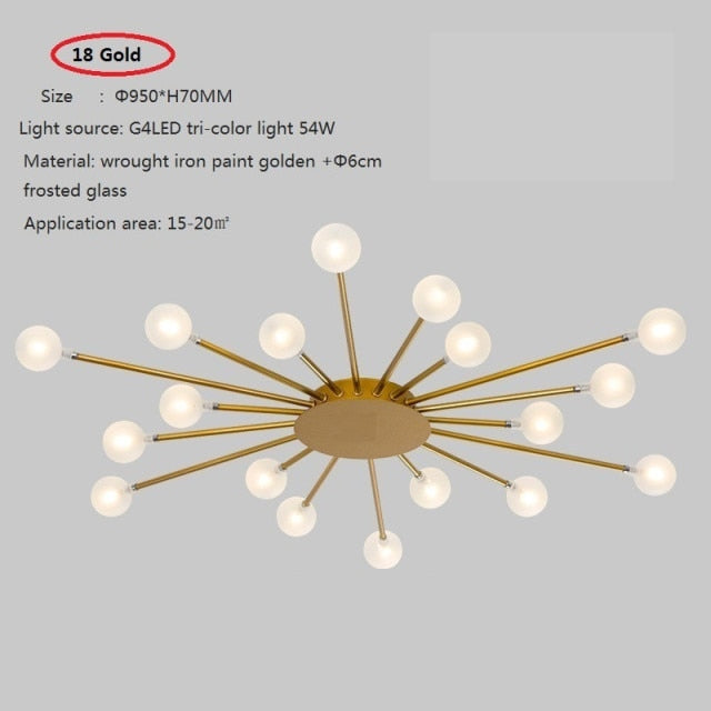 Modern LED sun-shaped ceiling light with Janira beads - vue 6 sur 16